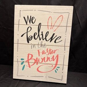 Easter Bunny Wall Decor Sign - White and Pink